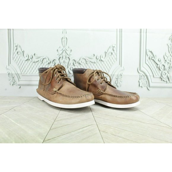 LL Bean Brown Leather Lace Up High Top Casual Oxford Shoes Size 10.5 D - Picture 3 of 9